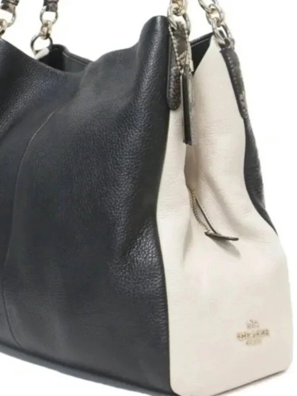 Euc Coach Phoebe Black & White Leather Shoulder Bag Purse